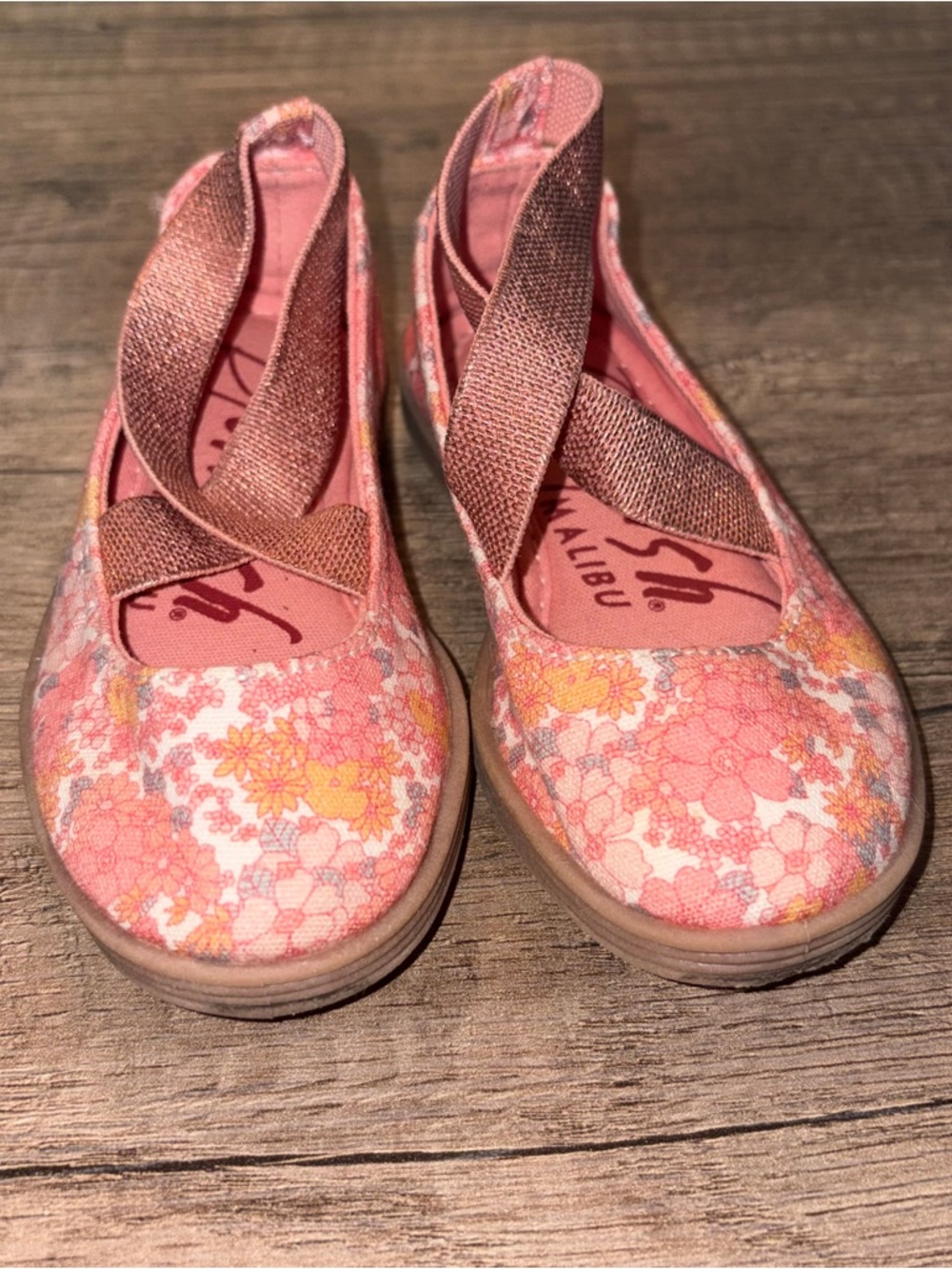 Blowfish Malibu toddler Size 6
 Floral Slip-On Ballet Flats with Elastic Straps